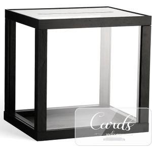 Menkxi Clear Wedding Card Box with Slot 10 x 10 x 8.5 Large Acrylic Card Box for Party Wooden Envelope Holder with Sign for Wedding Quinceanera Birthday Baby Shower Decorations(Black,Wood)