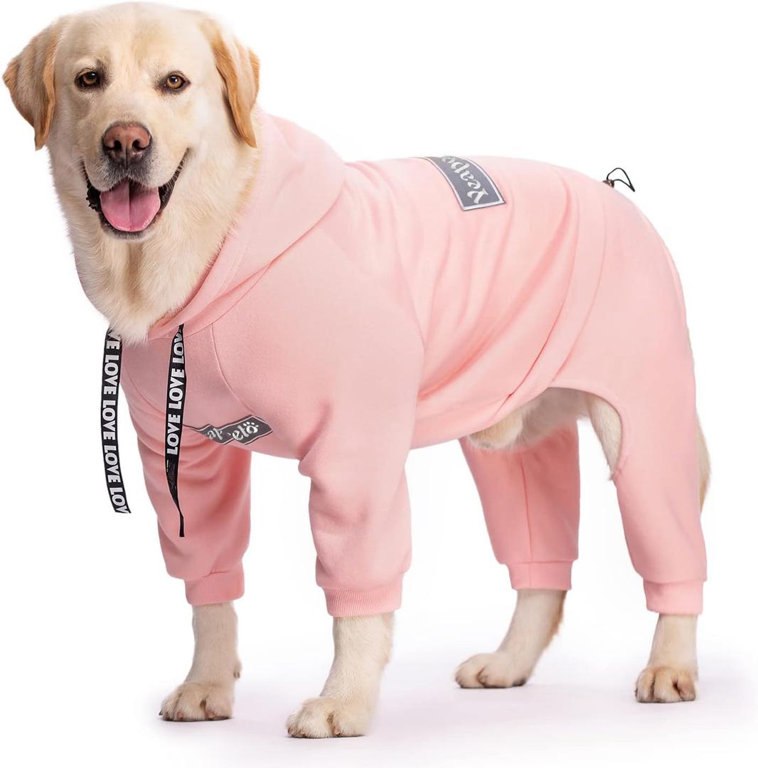 Dog Hoodies Winter Coat for Large Medium Dogs, Pullover 9 Legs Warm Coat Hooded Sweatshirt, Fleece Hoodie for Cold Weather (Pink, 3X-Large) (3XL(Reference Weight 33-53 lbs))
