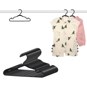 60 Pack Black Baby Hangers 11.42 Inch - Kids Non-Slip Clothes Hangers for Infant & Child, Durable Plastic Children's Hangers for Closet, Pants, Coats, Skirts