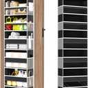 Mefirt Over The Door Organizer, 7 Tier Door Hanging Organizers with 7 Large Pockets 12 Side Pockets, Behind Door Storage Hanging Shelves for Closet Bathroom Bedroom Nursery (Black)