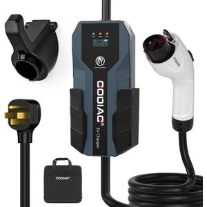 GODIAG Level 2 EV Charger - ETL Certified, 240V, 32 Amp, 20ft Cable, Portable Electric Car Charger with NEMA 14-50 Plug for J1772 EVs and PHEVs (grey)