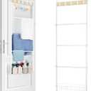 Over The Door Towel Rack, 5-Tier Towel Racks for Bathroom Door Hanging, White Over Door Towel Bar Rack, Door Blanket Holder for Clothes, Washcloths,Hand Towels, Over The Door Bathroom Organizer