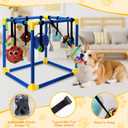 Puppy Play Gym with 12 Toys, Removable Dog Enrichment Playground, Interactive Indoor Training Activity Center for Small Dogs & Puppies, Teething & with Squeaky Toys, Fixable, 12 Toys