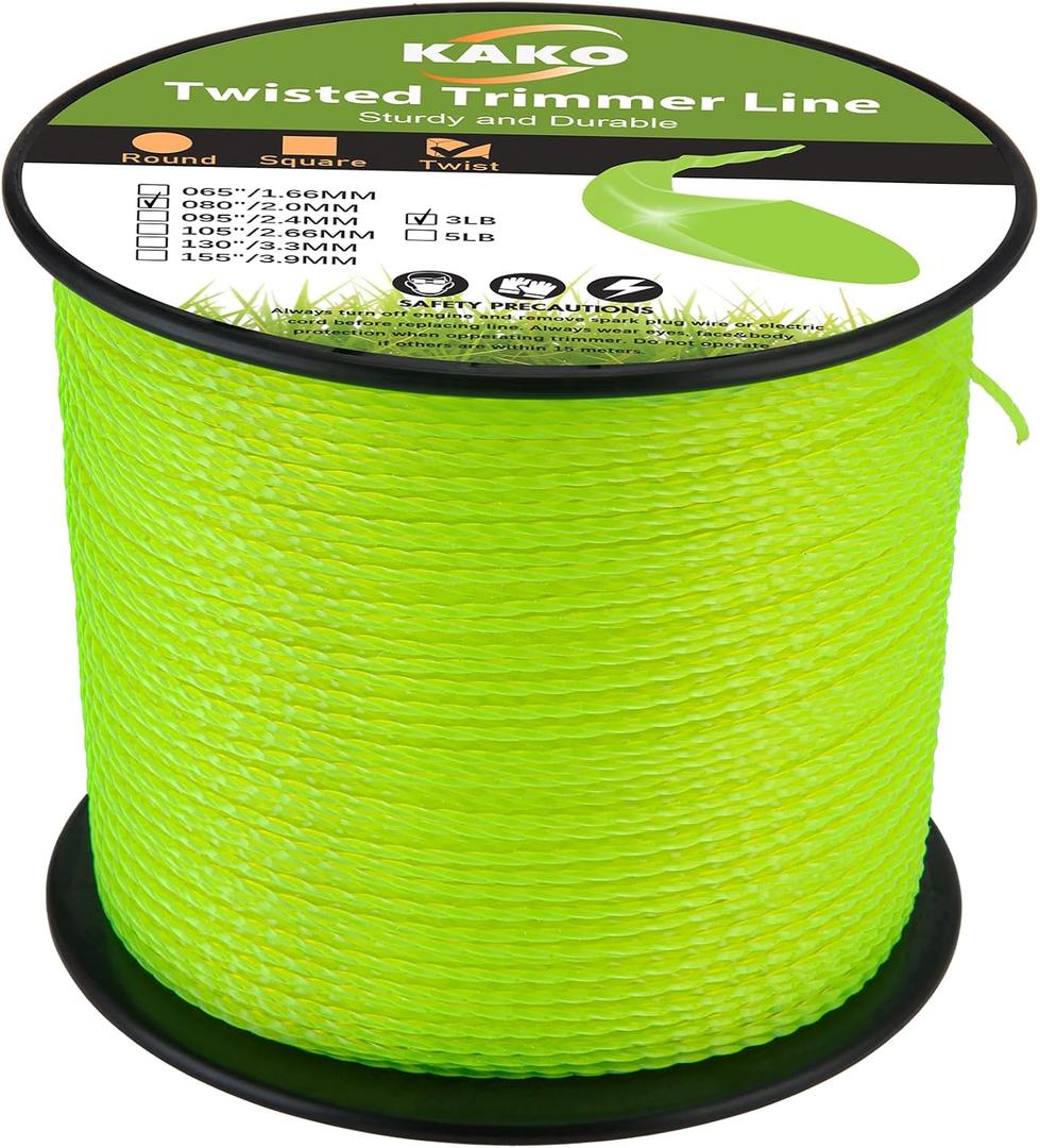 080 Trimmer Line Heavy Duty, Twisted Weed Eater String .080, 080 String Trimmer Line 0.08In-1480Ft-3Lb Twisted Weed Wacker String .080 Compatible with Ryobi, Ego, Greenworks String Trimmers and more