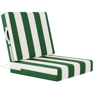 Outdoor Deep Seat Cushion Set 19"*19"*4"&Waterproof 3-Year Fade Resistant Patio Furniture Cushions & Removable Seat Bottom & Back Cushion & with Ties outdoor patio seat cushions for Chair Sofa Couch (Green Stripes 2)