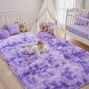Purple White Rug Fluffy 4x6 Bedroom Rugs Girls,Plush Soft Fuzzy Area Carpet Non Slip for Living Room Nursery Kids Girlie Elegant Home Decor Aesthetic (Tie-dye Purple)
