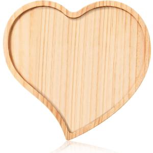 FOBSME Heart Shape Wooden Serving Platter Valentine's Day Wooden Serving Tray Heart Shape Charcuterie Board Pine Wood Snack Dish Plate for Wedding Mother's Day Housewarming Present,12.6x12.6x0.59
