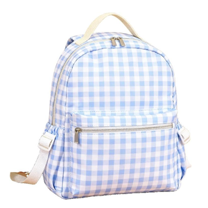 Gingham Pattern Backpack, Pink and Blue Checkered, 34cm x 9cm, Large Capacity Suitable for Travel for Girls (blue)