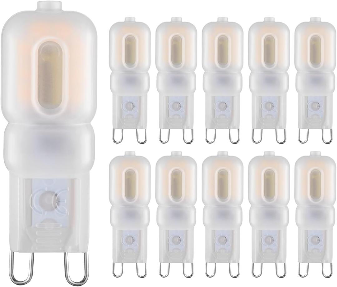 G9 LED Bulb 2W Equivalent to 20W Halogen lamp T4 G9 Warm White 3000K 120V G9 Base, Crystal Chandelier, 360Omni-Directional Lighting, Home Lighting Non-dimming 200 lumens 10-Pack
