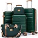 Luggage Sets 5 Piece, Suitcases with Wheels,ABS Hard Case Luggage with TSA Lock Spinner Wheels,Carry On Luggage Set (Green,20/24/28 Inch), 5 PCS