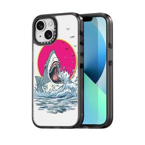 casevivid Compatible for iPhone 12 Case Cute Aesthetic - Durable Fashion Funny Phone Case - Girly Shark Pattern Print Cover Design for iPhone 12 6.1" Black