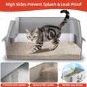 Stainless Steel Cat Litter Box, XL Metal Litter Box with High Sides Lid, Extra Large Cat Litter Boxes for Big Cats, Anti-Urine Leakage, Easy Cleaning, Odor Free, Non-Sticky, Include Scoop and Mat