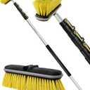 DOCA Scrub Brush 7-30 Ft with Long Handle Extension Pole - Outdoor Broom and Scrubbing Brush for House Floor, Deck, Patio, Car - Medium Brush