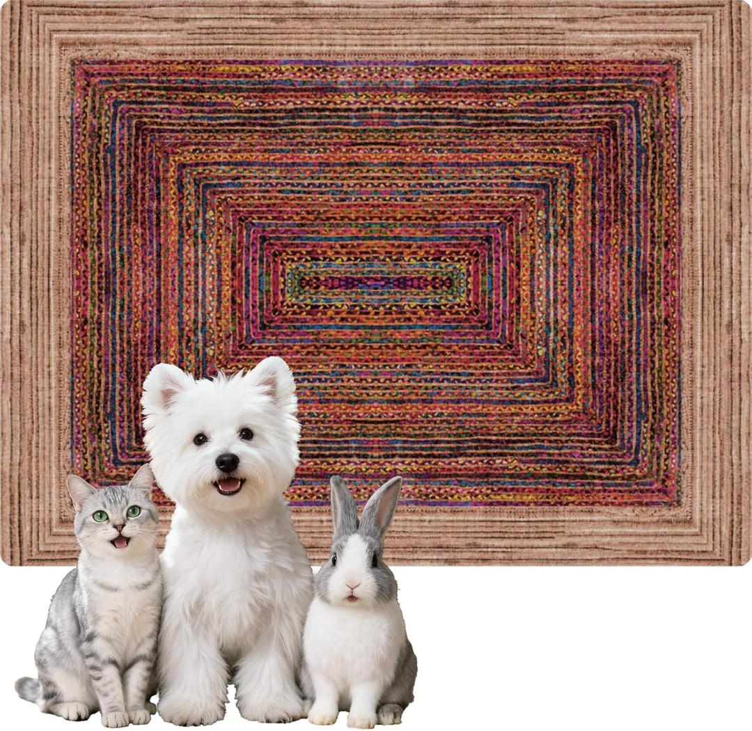 Washable Pee Pads for Dogs, Reusable Puppy Potty Training Pads, Ultra-Absorbent Thick Waterproof Leak-Proof Non-Slip Pads & Mat for Crate, Playpen, Floor, Whelping & Housebreaking , 2 Pack 18"x24" (Sisal Bohemian Print)