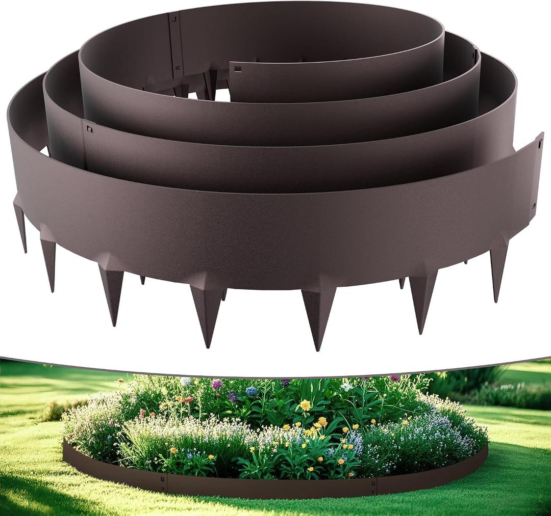 Metal Landscape Edging 39" Lx11 H, 5pcs Steel Garden Edging Border 15Ft Easy-to-Install Metal Edging for Landscaping, Brown