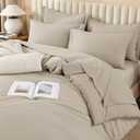 Litanika Comforter King Size Set Oatmeal - 7 Pieces Bed in a Bag King Bedding Comforter Sets, Plain Lightweight Bed Set with Comforter, Sheets, Pillowcases & Shams