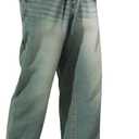 TEGIAS Men's Slim Straight Fit Jeans Wide Leg Jeans Comfort - Classic Denim Pants，Green 34