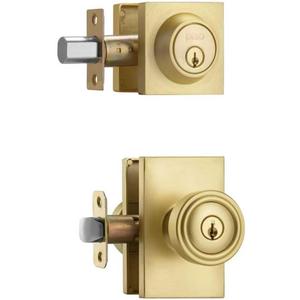 parro Gold Door Knobs Interior, Exterior Door Knobs with Deadbolt, Keyed Alike Exterior Door Lock Set