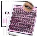 DIY Lash Extension Kit Natural Look Wispy Lash Clusters D Curl Lash Clusters with Lash Brush 8-16 mm Eyelash Extension Kit Individual Lashes Lash Cluster Kit For Beginners (No Glue)