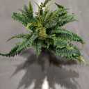 Hollyone 17.7" Fake Fern Potted Plant Small Artificial Boston Ferns in Pot 25 Leaves for Outdoors & Indoor Faux Fern Bush Plant for Patio Garden Farmhouse Windowsill Office Living Room Home Decor