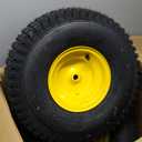 (2-Pack) 20x8.00-8 Rear Tire and Wheel Assemblies - 4 Ply Tubeless Tire Compatible Replacement for Riding Lawn Mowers - 3/4" Borehole, 3.5" Offset Hub and 3/16" Keyway (Yellow)