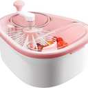 JOYMOOP Fruit Cleaner Spinner JOYLOOP, Large Fruit Washer Spinner with Brush, Fruit Cleaning with Fruit Washing Bowl, Fruit and Salad Cleaner with Fruit Spinner Bowl,Fruit and Vegetable Scrubber (Sakura Pink)