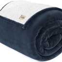 UGG Ariana Twin/Twin XL Blanket Fleece Fluffy Reversible Soft Fuzzy Bedding Plush Warm Oversized Bed Blanket Washable Bedroom Decor for Dorm Room Essential, 60-inch x 90-inch, Navy Blue