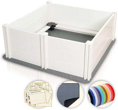 Roslaemic 40x40 in Whelping Box for Dogs and Puppies with Rails, Suitable for Medium/Small Dogs, White