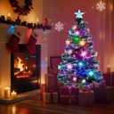 Prsildan 4 FT Fiber Optic Christmas Tree with Lights Artificial Xmas Trees