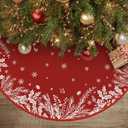 AVOIN colorlife Christmas Tree Skirt 36 Inch, Christmas Plants Snowflake Winter Holiday Tree Mat Decoration