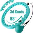 34 Knots Weighted Workout Hoop Plus Size, Smart Waist Exercise Ring for Adults Weight Loss (34Knots Mint Green)