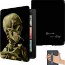 Cover for All New 7 Inch Kindle Paperwhite 12th Gen 2024/ Colorsoft Signature Edition(NOT for 6.8 Inch 2022) - Case with Hand Strap - Leather with Cool Stylish Halloween - Van Gogh Head of a Skull