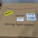 10 Pack 10 ft Heavy Duty Metal String Light Poles Adjustable Outdoor Lighting Stand for Patio,Backyard,Garden,Party & Wedding Rustproof & Sturdy with Hooks