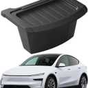 Rear Center Console Floor Storage Organizer Box for Tesla Model Y Juniper 2025 2026,Black TPE Car Accessory with Anti-Slip Lid,Backseat 2nd Row Seat Organizer Bin