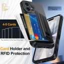 for iPhone 17 Case Wallet with Card Holder+1 Screen Protector | [RFID Blocking][Kickstand][Full Camera Protection] Military Drop Protection Wallet Case for iPhone 17 Black