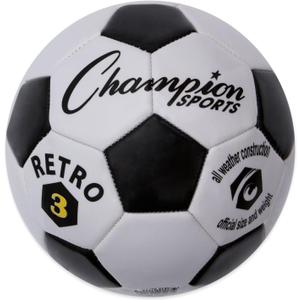 Champion Sports Retro Soccer Ball (Size 3, Black/White)