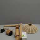 Wood Plug in Wall Sconces, Swing Arm Wall Lamp with Dimmable On Off Switch, Vintage Wall Mounted Light Fixture with Cord for Bedroom Nightstand Bedside Reading Lamp - Bulb Included (Two Brown Bamboo)