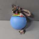 Jolly Pets Romp-n-Roll Rope and Ball Dog Toy, 6 Inches/Medium, Blueberry, Model Number: 606 BB, All Breed Sizes
