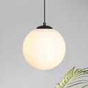 Globe Glass Pendant Lights - Black Mid Century Light Fixture with Milk Glass, Modern Ceiling Chandelier, Large Hanging Pendant Light for Kitchen, Bedroom, Living Room, Dinning Room, Hallway (Black-W 1 Light)