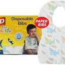 Glad for Kids Shark Paper Disposable Bibs with Crumb Catcher for Feeding - Absorbent and Leakproof Eating and Travel Must Haves for Mess-Free Meals, 26 Count
