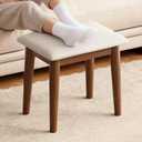 Solid Wood Foot Stool, Upholstered Ottoman Foot Rest for Couch, Padded Footstool, Leg Rest for Chair, Small Bench for Entryway, Cushioned Vanity Stool for Bedroom, Living Room, Walnut