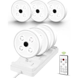 EZVALO Puck Lights with Remote 6 Pack, Rechargeable Under Cabinet Lights with Charging Station, 2 Color Temps Motion Sensor Light Group Control, Dimmable LED Puck Light for Kitchen, Bedroom, Shelf