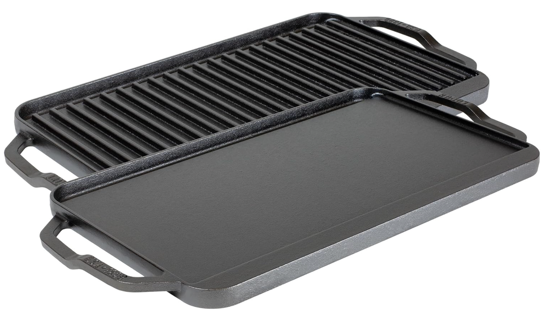 Lodge Chef Collection 19.5 x 10 Inch Cast Iron Reversible Grill/Griddle, Made in USA