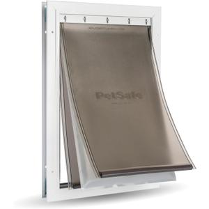 PetSafe Extreme Weather Aluminum Dog Door, Energy-Efficient, 3 Flaps for Insulation, Large, for Exterior Doors, Built for Extreme Weather (White - Large) (Large (Pack of 1))
