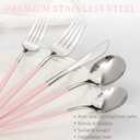 Astercook Silverware Set with Steak Knives 24-Piece Flatware Set for 4 Food-Grade Stainless Steel Pink Cutlery Set Mirror Polished Utensils Set Include Spoons and Forks for Home Kitchen Restaurant