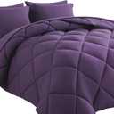 Cosybay Bed in a Bag Queen Comforter Sets 7pcs All Season Solid Down Alternative Bedding Sets Purple with Comforter, Pillow Shams, Flat Sheet, Fitted Sheet and Pillowcases