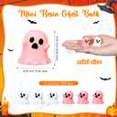 Suzile 100 Pcs Halloween Mini Resin Ghost Cute Miniature Small Ghost Figurines Colorful Halloween Spooky Decorations Garden Decor Micro Statue for Party Favors Gifts (White, Pink)