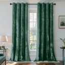 SMILETIME Forest Green Crushed Velvet Curtains 52x84 inch Luxurious Thermal Insulated Soundproof Drapes for Living Room Bedroom Office Soft and Durable Light-Filtering Window Treatments, 2 Panels