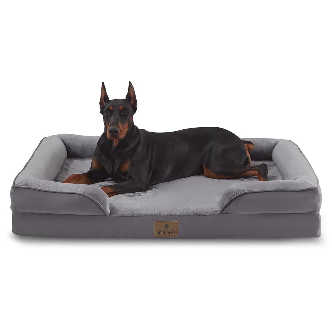 Bedfolks Orthopedic Dog Bed, Waterproof Dog Sofa Bed for Extra Large Dogs, Egg Foam Pet Couch Bed with Removable Washable Cover and Nonslip Bottom, Navy Blue,  Size: 48.0"L x 35.0"W x 8.0"Th