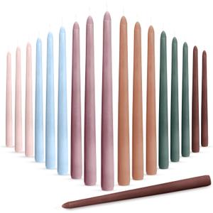 Pack of 6 Nuanchu Taper Candles 10 Inch (H) Dripless Tapered Smokeless Long Tall Unscented Dinner Candle for Household Christmas Party Wedding Home Decor Candlesticks, Long Burning (Morandi Colors), 24 Count 
